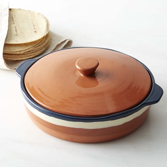 Tortilla Warmer, Blue & White Glazed