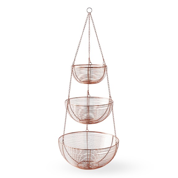 Hanging Copper Wire 3Tier Fruit Basket Williams Sonoma