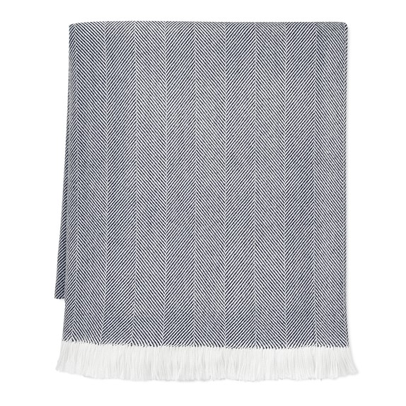 Sunbrella Indoor/Outdoor Chevron Throw, Navy Williams Sonoma