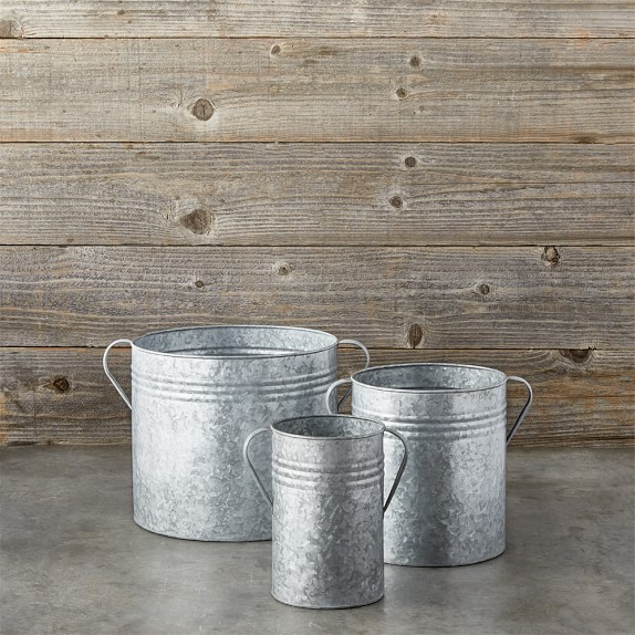Galvanized Planters, Set of 3 Williams Sonoma
