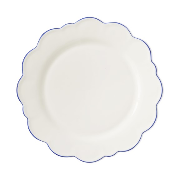 AERIN Scalloped Rim Dinner Plates, Set of 4, Blue Williams Sonoma
