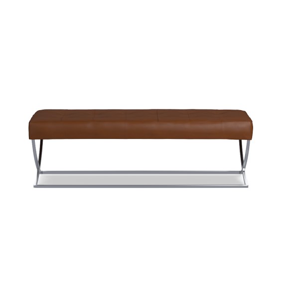 James Nickel & Leather Bench, Tuscan Leather, Bourbon