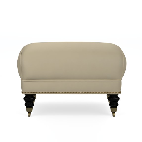 Drew Ottoman, Tuscan Leather, Solid, Vellum