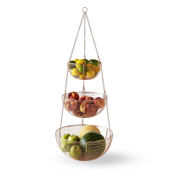 Hanging Copper Wire 3Tier Fruit Basket Williams Sonoma
