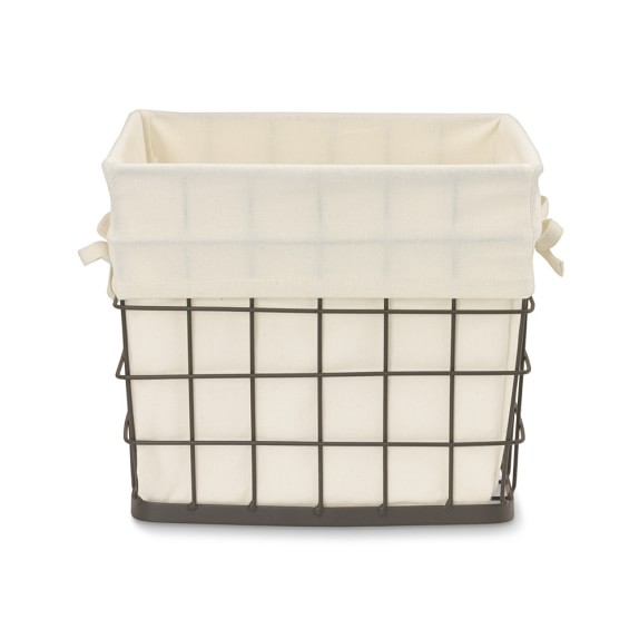 Fabric Lined Square Wire Basket Williams Sonoma