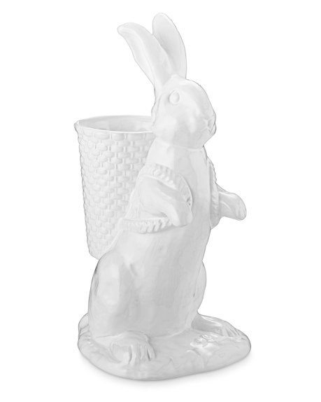 White Ceramic Bunny with Basket