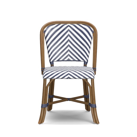 Parisian Bistro Woven Side Chair, Blue/White