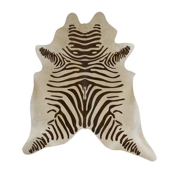 Stenciled Zebra Hair on Hide Rug, Chocolate Williams Sonoma