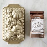Nordic Ware Fall Loaf Pan & Williams Sonoma Guittard Chocolate Quick Bread Mix Set