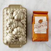 Nordic Ware Fall Loaf Pan & Williams Sonoma Pumpkin Pecan Quick Bread Mix Set