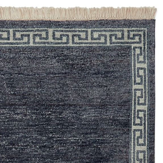 Greek Key Border Hand Knotted Rug, Peacoat Williams Sonoma