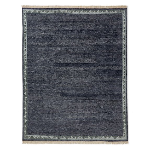 Greek Key Border Hand Knotted Rug, Peacoat Williams Sonoma