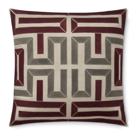 Pinto Suede Pillow, Maroon Williams Sonoma