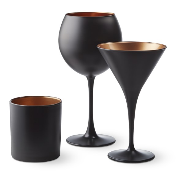 Black Matte & Copper Glassware Collection Williams Sonoma
