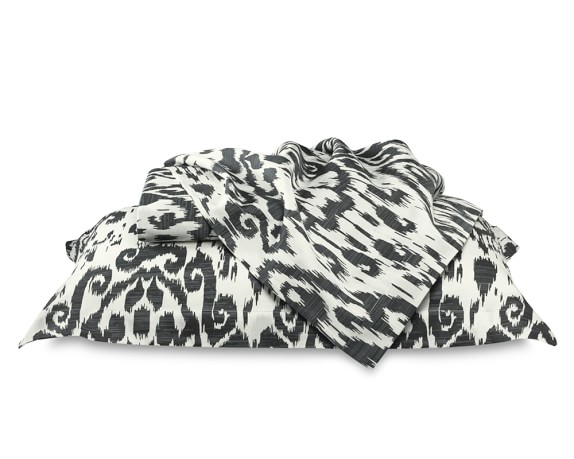 Printed Ikat Sateen Bedding Duvet Cover, Full/Queen, Black