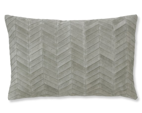 Herringbone Suede Pillow Cover with Linen Backing, 14