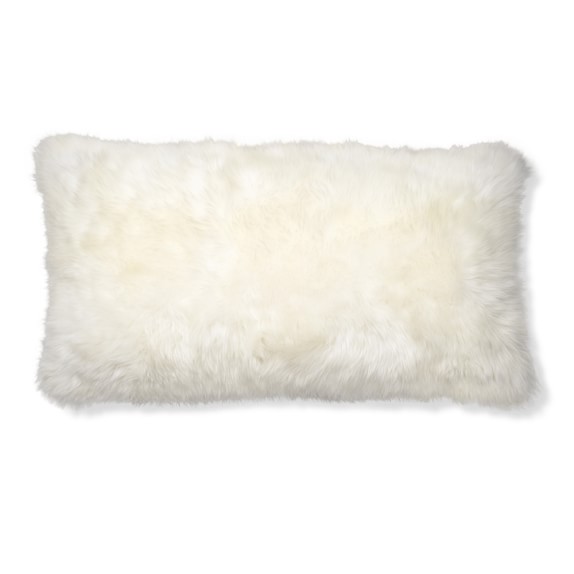 Sheepskin Lumbar Pillow Cover, Ivory Williams Sonoma