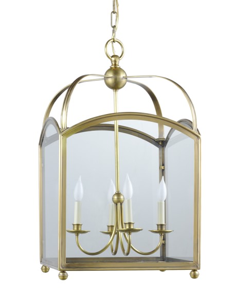 Arched Top Lantern, Natural Brass