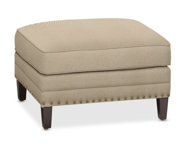Addison Ottoman with Down Blend Cushion, Performance Textured Weave, Solid, Driftwood