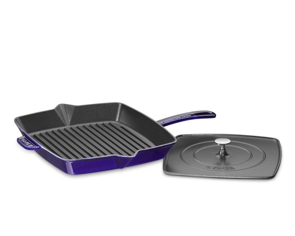 Staub Cast-Iron Grill Pan & Press, 12