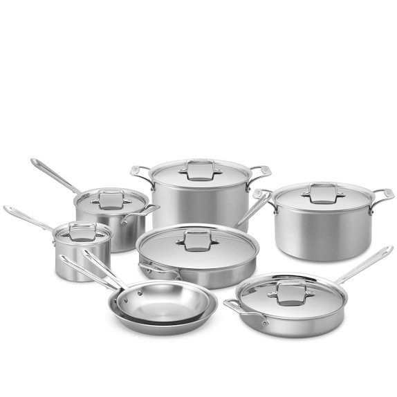 AllClad d5 Brushed StainlessSteel 14Piece Cookware Set Williams Sonoma