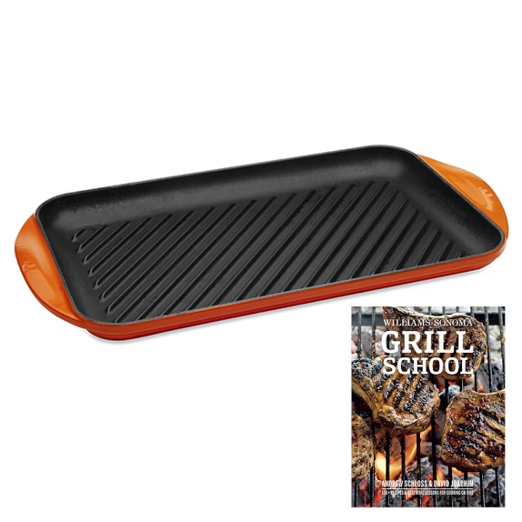Le Creuset CastIron DoubleBurner Skinny Grill with Grill School