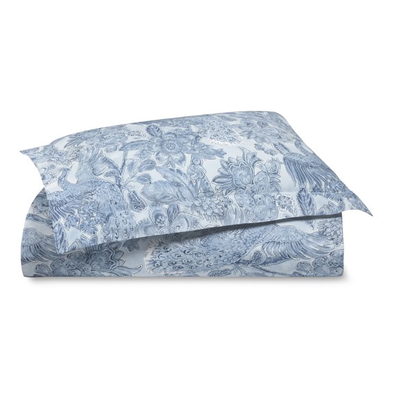 Printed Peacock Bedding, Blue Williams Sonoma
