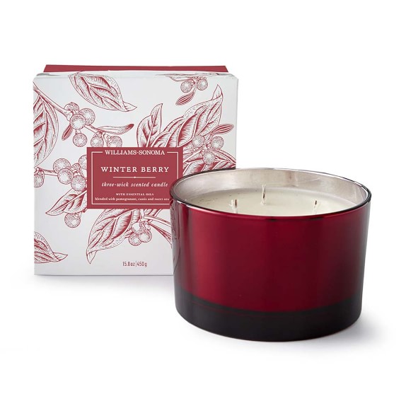 Williams Sonoma Winter Berry TripleWick Candle Williams Sonoma