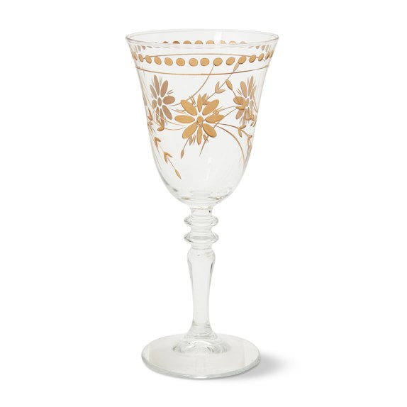Vintage Etched Gold Wine Glasses, Set of 4 Williams Sonoma