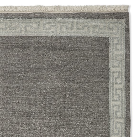 Greek Key Border Hand Knotted Rug, Grey Williams Sonoma
