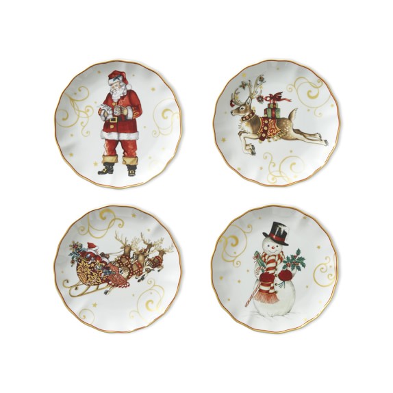 'Twas the Night Before Christmas Mixed Appetizer Plates, Set of 4