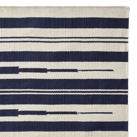 Aura Stripe Indoor/Outdoor Rug, Navy Williams Sonoma