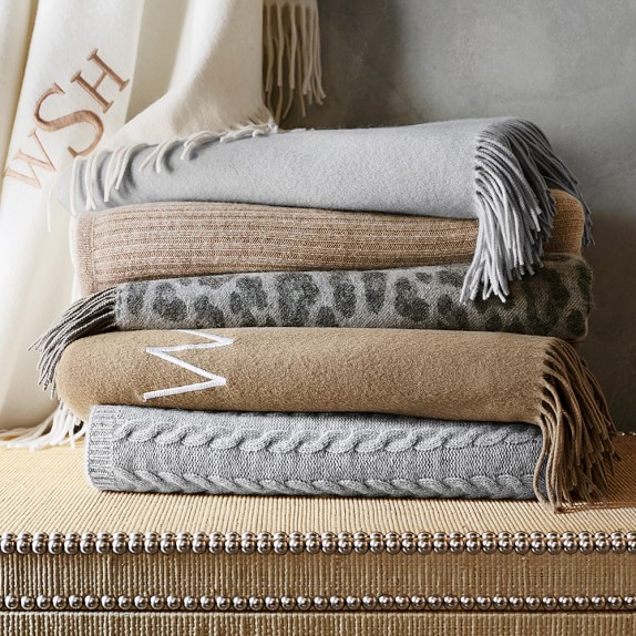 Knit Stripe Cashmere Throw, Oatmeal Williams Sonoma