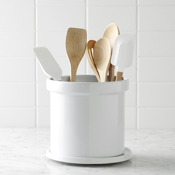 7.2" Utensil Holder, 2-in-1 Ceramic Utensil Holder With Spoon Rest Kitchen Counter White Cooking Organizer Spatula Spoon Housewarming Gift C40