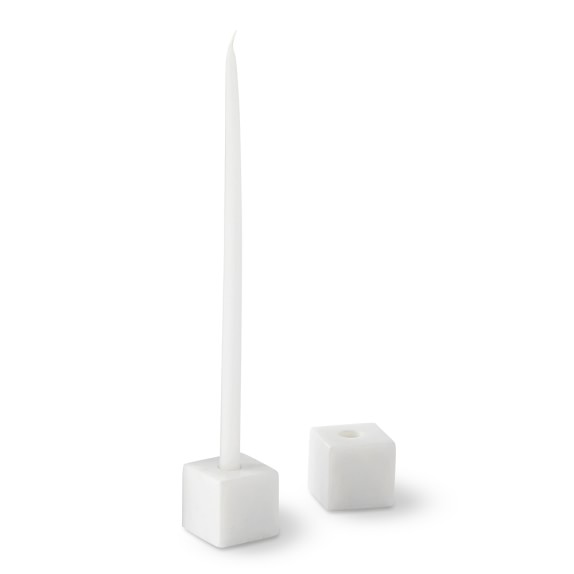 White Marble Cube Tiny Taper Holders, Set of 2 Williams Sonoma