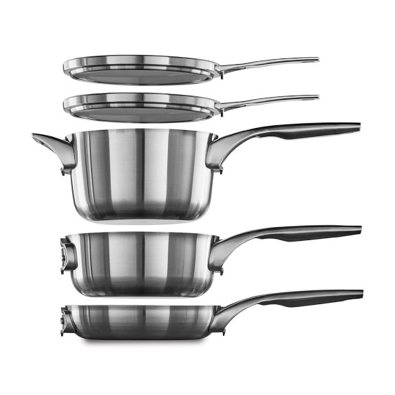 calphalon premier space saving stainless steel 10 piece cookware se