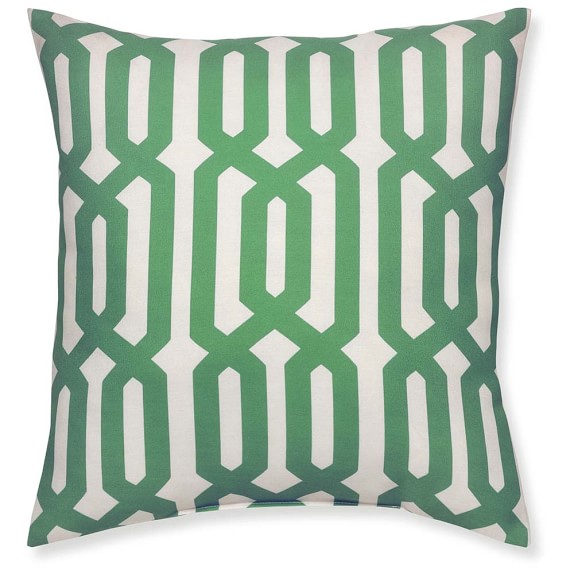 Outdoor Printed Graphic Links Pillow, Emerald Williams Sonoma