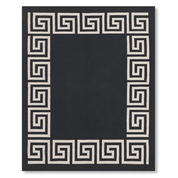 Greek Key Border Indoor/Outdoor Rug, Black Williams Sonoma
