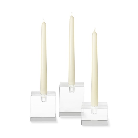 Crystal Block Taper Holder, Clear Williams Sonoma