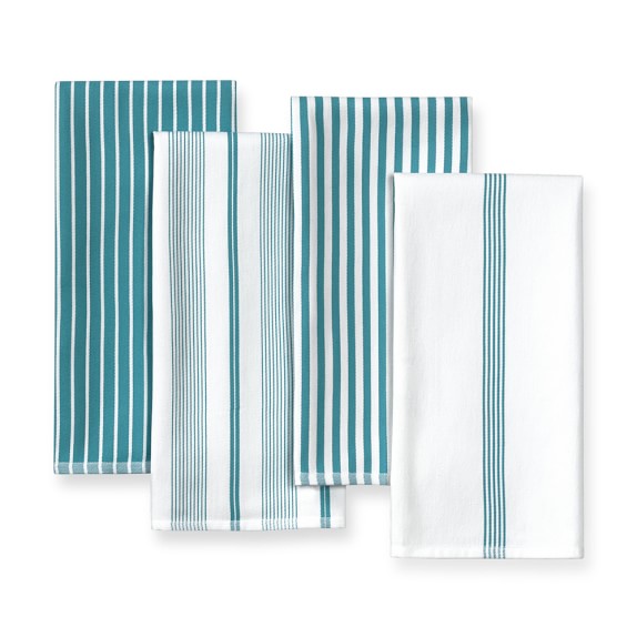 Williams Sonoma Mixed Stripe Kitchen Towels, Set of 4, Aqua Williams