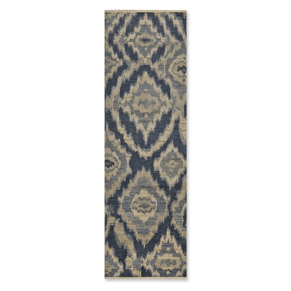 River Ikat Hand Knotted Rug, Blue/Gray Williams Sonoma
