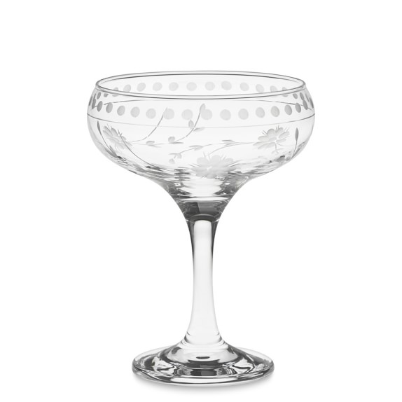 Vintage Etched Coupe Glasses Williams Sonoma