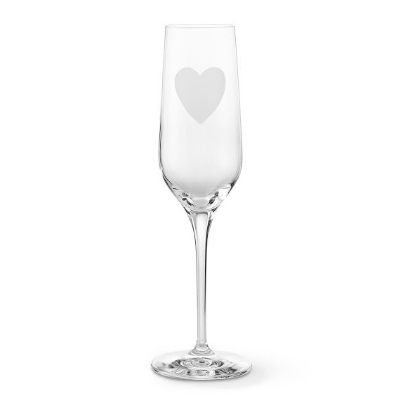 Valentine's Day Etched Heart Champagne Flutes Williams Sonoma