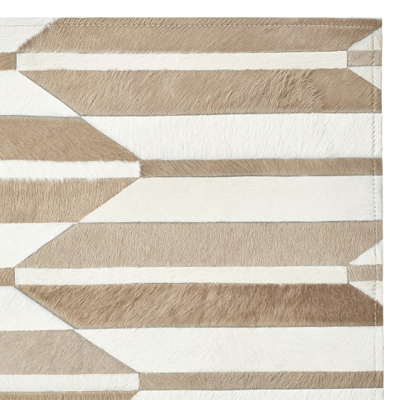 Emmett Pieced Hide Rug Swatch, Tan/Ivory Williams Sonoma