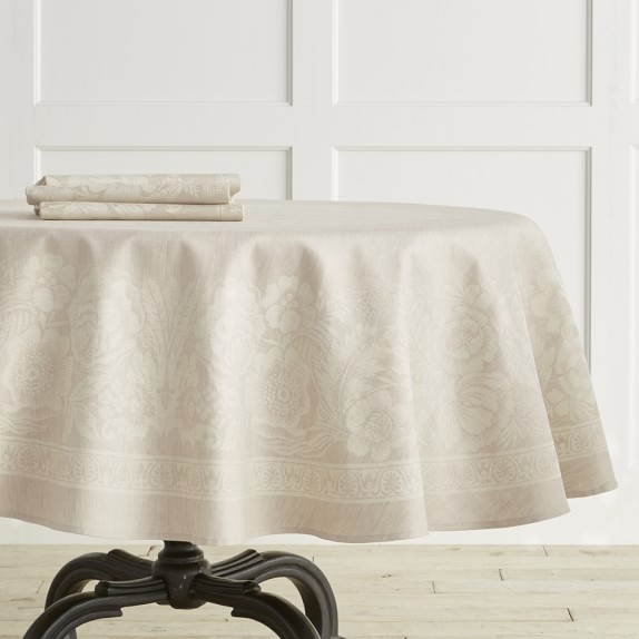 Vintage Floral Jacquard Tablecloth, 70" Round Williams Sonoma