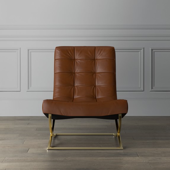 James Nickel & Leather Chair, Quick Ship Williams Sonoma