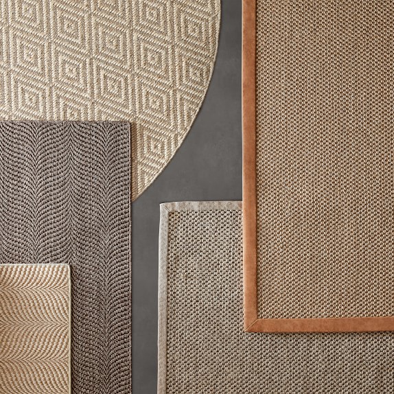 Customizable Diamante Sisal Rug, Platinum Williams Sonoma