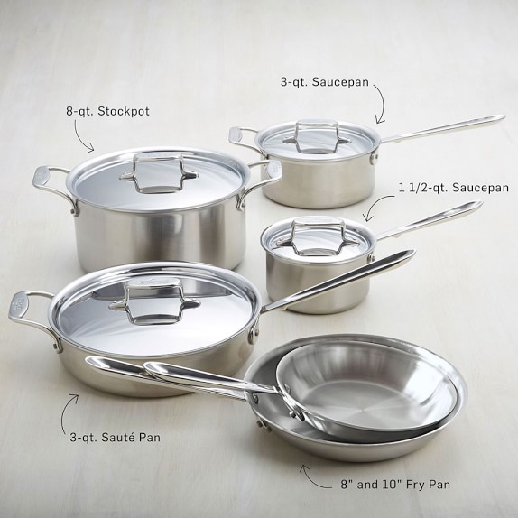 all clad d5 brushed stainless steel 10 piece set c