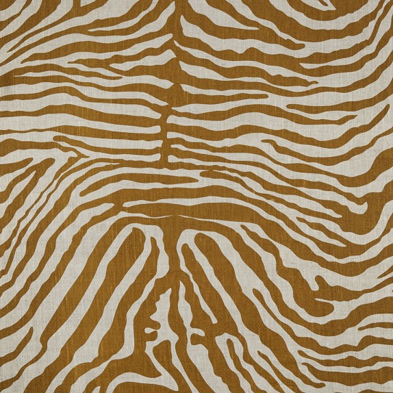 Fabric By The Yard, Linen Zebra Print, Bronze Williams Sonoma