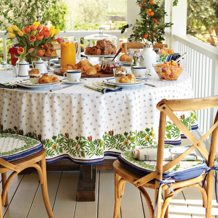 Provence Tablecloth, White, 90" Round